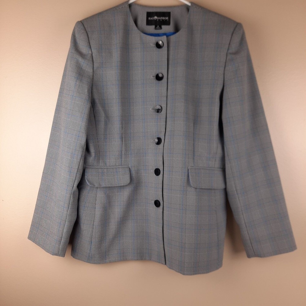 Sag Harbor Padded Shoulders Scoop Neck Suit Jacket size 14